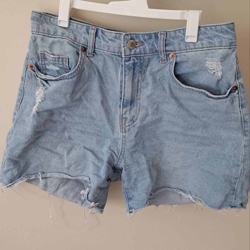 H&M Light Blue Ripped Jean Shorts